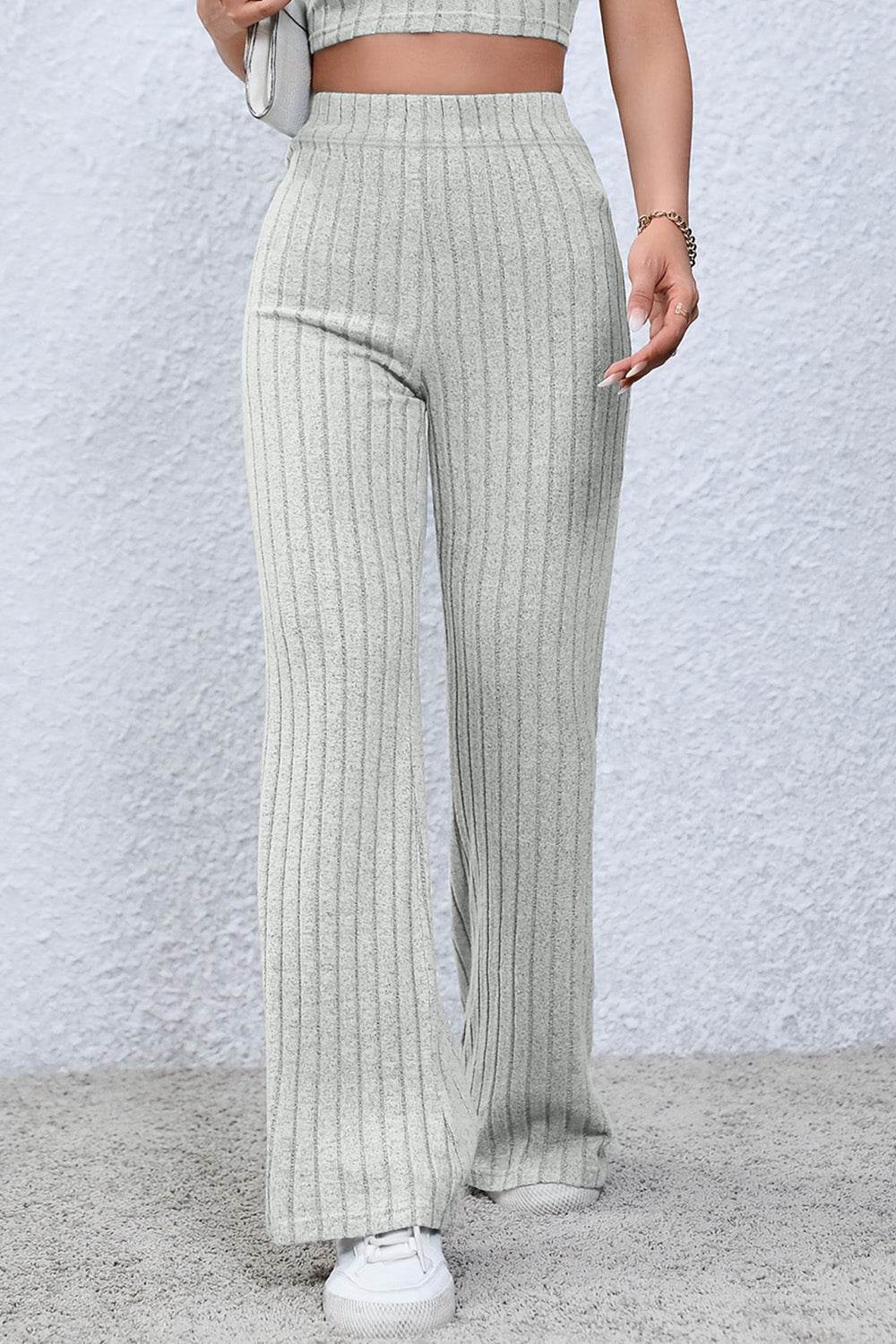 Basic Bae Full Size Ribbed High Waist Flare Pants - Shop Style & More | Fresh Looks, Everyday Deals & Free Shipping
