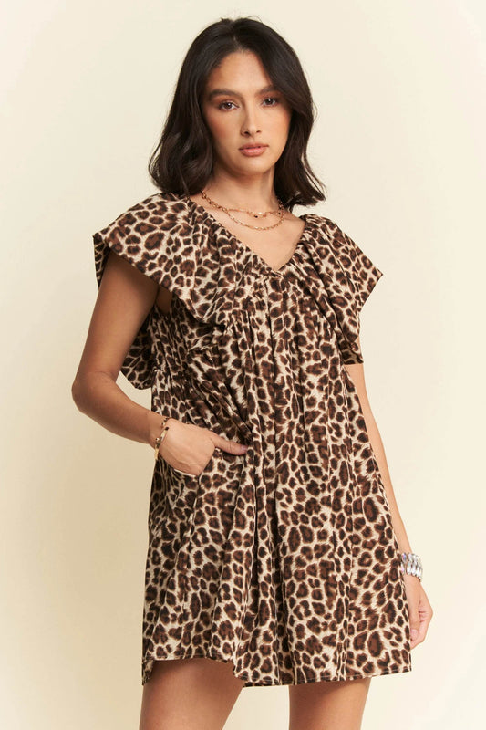 Davi & Dani Animal Printed Velvet Ribbon Mini Dress - Shop Style & More | Fresh Looks, Everyday Deals & Free Shipping