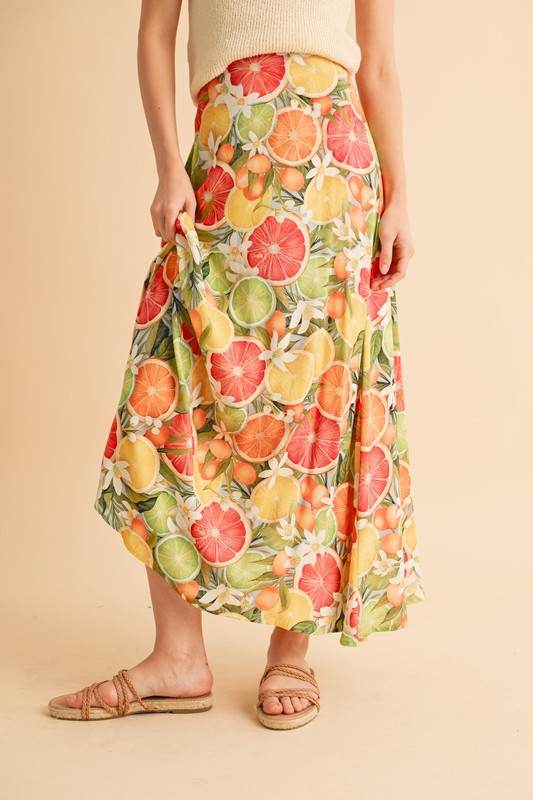 Aemi + Co Fruit Print Maxi Skirt - Shop Style & More | Fresh Looks, Everyday Deals & Free Shipping