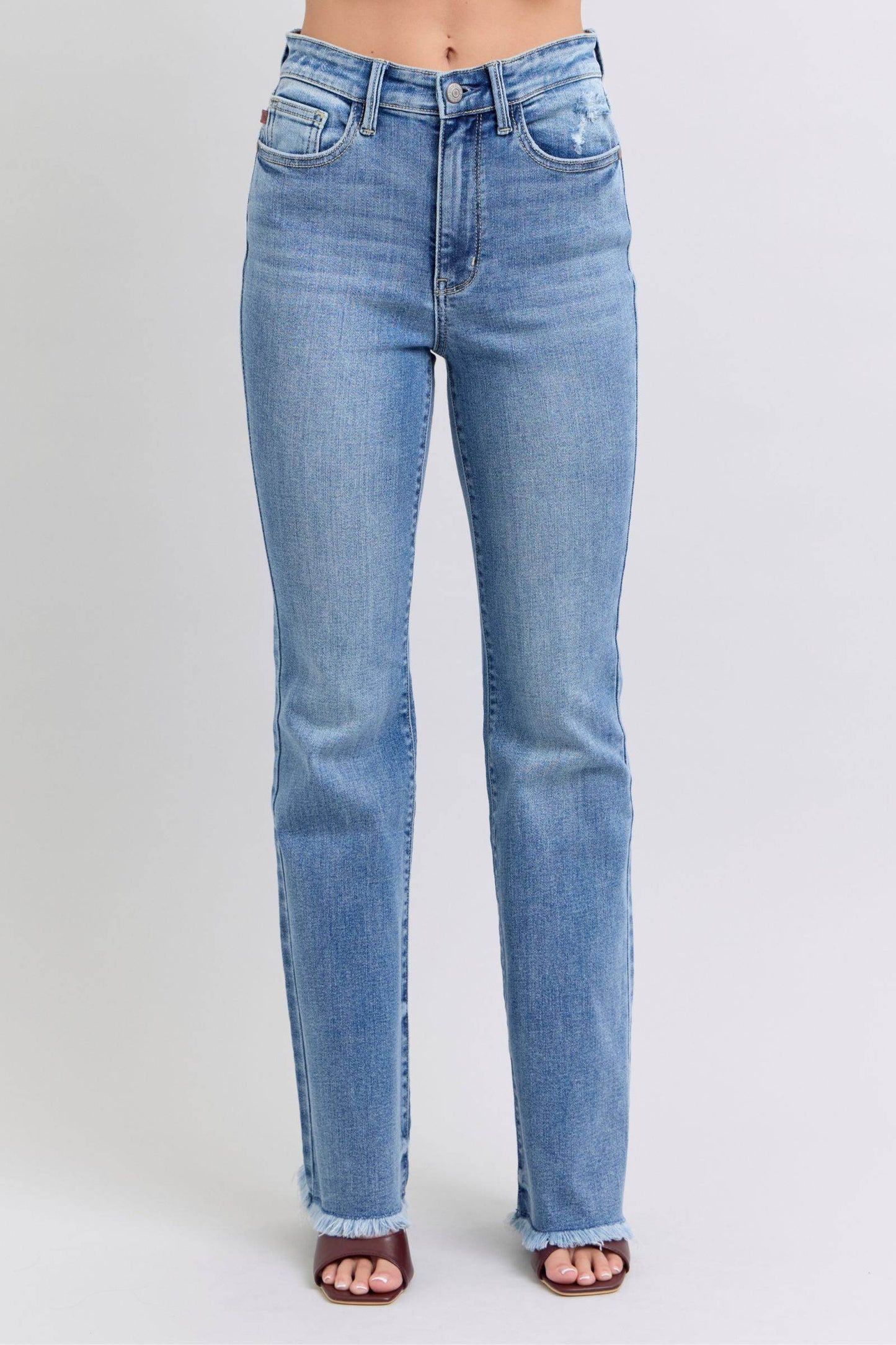 Judy Blue Full Size Raw Hem High Rise Bootcut Jeans - Shop Style & More | Fresh Looks, Everyday Deals & Free Shipping