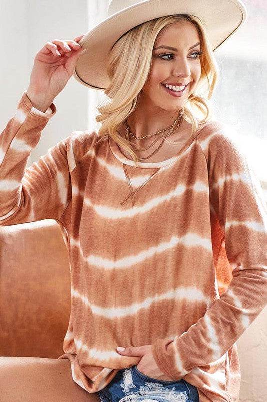 BiBi Tie Dye French Terry T-Shirt With Side Slits - Shop Style & More | Fresh Looks, Everyday Deals & Free Shipping