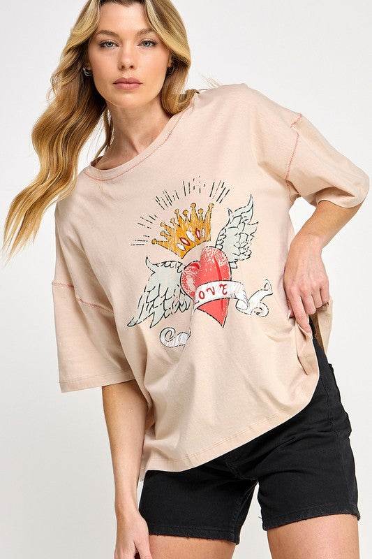 SAGE+FIG Love-Inpired Graphic Oversized T-Shirt - Shop Style & More | Fresh Looks, Everyday Deals & Free Shipping