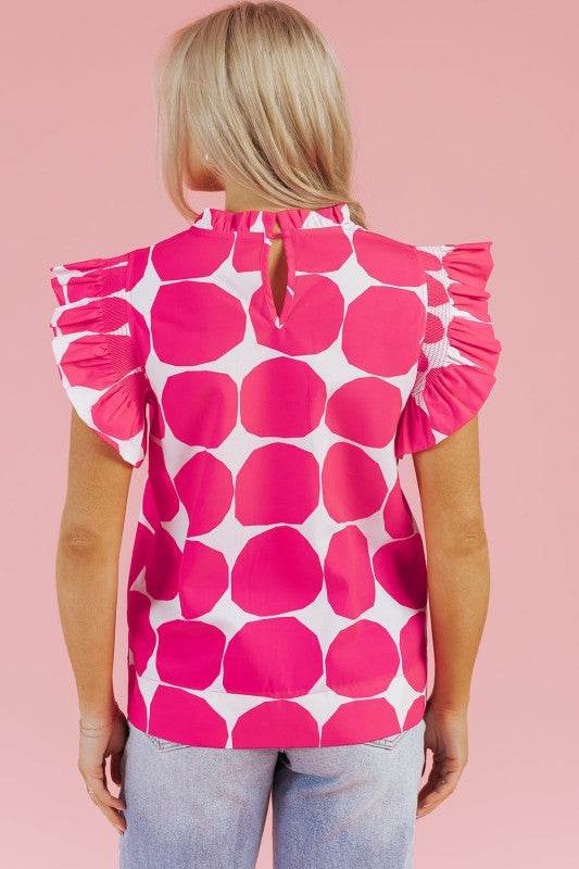 Loretta Bubblegum Pattern Frilled Top - Shop Style & More | Fresh Looks, Everyday Deals & Free Shipping