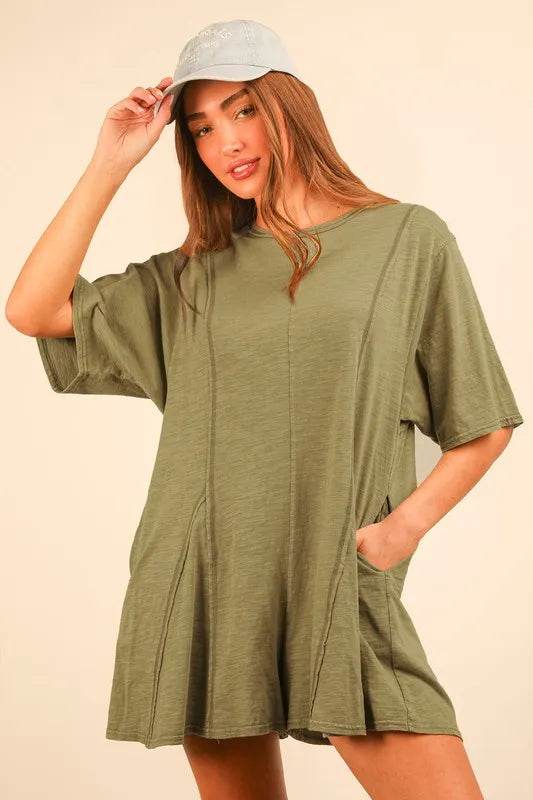 VERY J Mineral Washed Oversized Knit Comfy Romper - Shop Style & More | Fresh Looks, Everyday Deals & Free Shipping