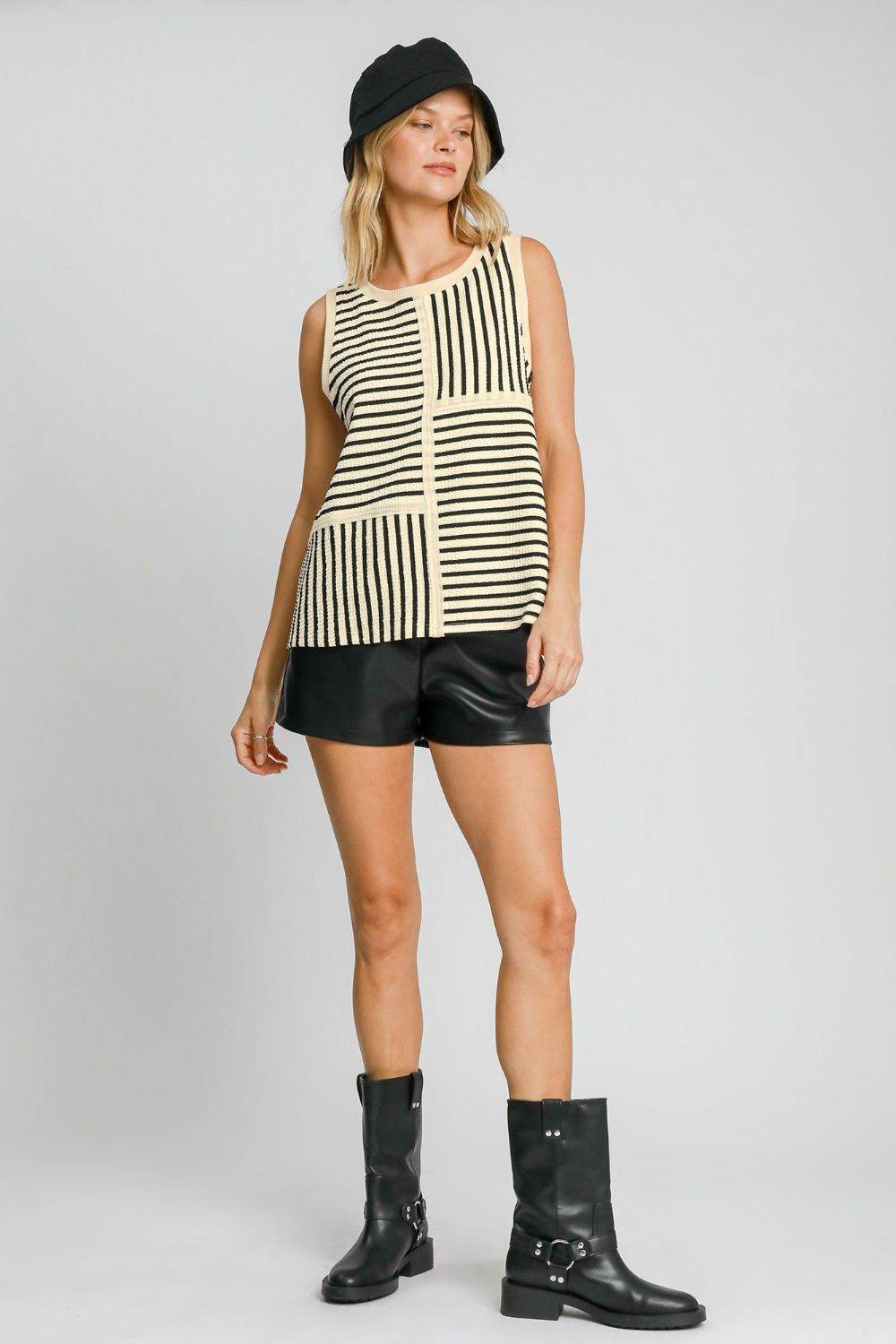 Umgee Round Neck Texture Striped Tank - Shop Style & More | Fresh Looks, Everyday Deals & Free Shipping
