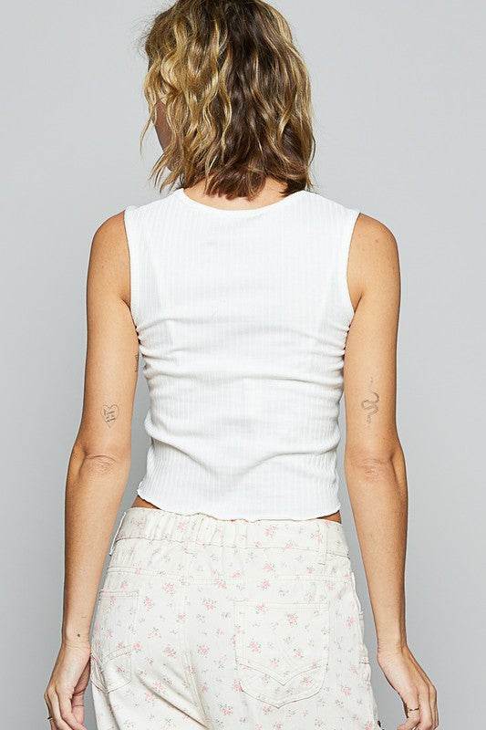 POL Eyelet Stud Detail Scoop Neck Cropped Tank - Shop Style & More | Fresh Looks, Everyday Deals & Free Shipping