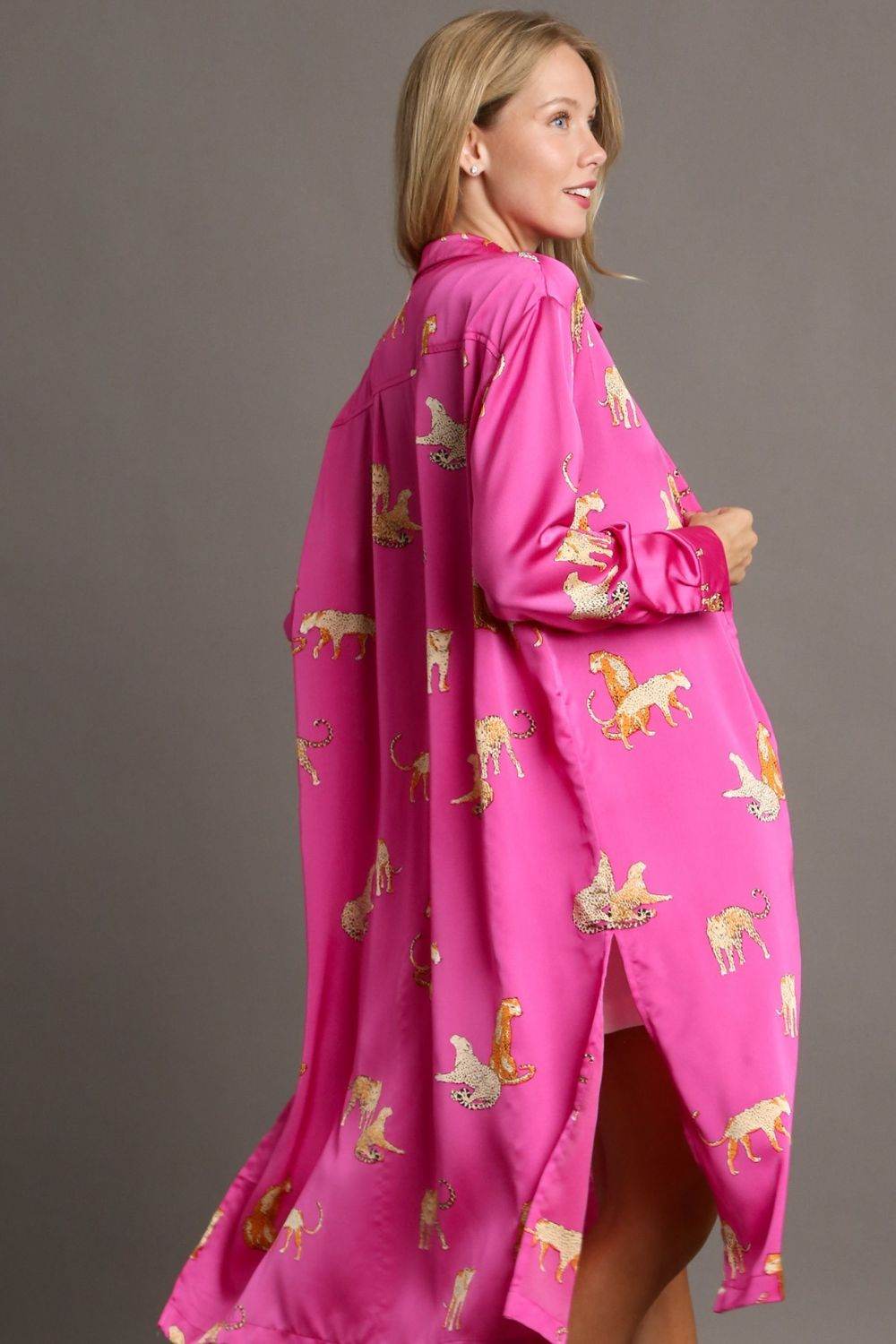 Umgee Full Size Animal Print Button Down Midi Shirt Dress Plus Size - Shop Style & More | Fresh Looks, Everyday Deals & Free Shipping