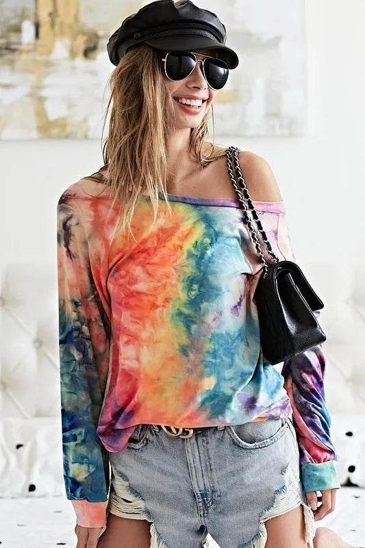BiBi Tie Dye Soft Knit Jersey Top - Shop Style & More | Fresh Looks, Everyday Deals & Free Shipping