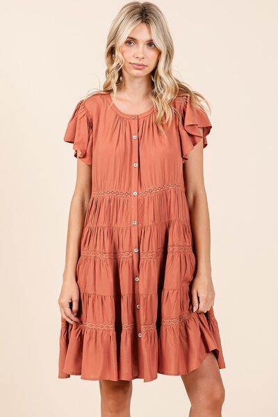 Mittoshop Lace Detail Ruffled Button Down Tiered Dress - Shop Style & More | Fresh Looks, Everyday Deals & Free Shipping