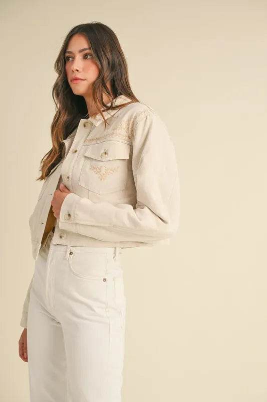 MABLE Embroidered Quilted Cropped Jacket - Shop Style & More | Fresh Looks, Everyday Deals & Free Shipping