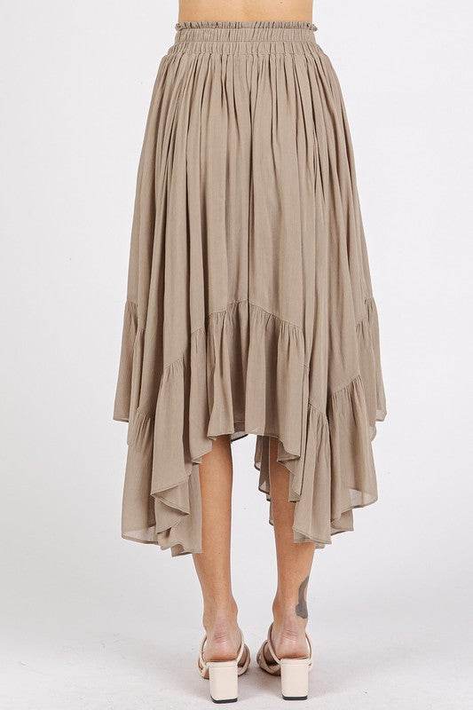 Mittoshop Handkerchief Hem Elastic Waist Pocket Midi Skirt - Shop Style & More | Fresh Looks, Everyday Deals & Free Shipping