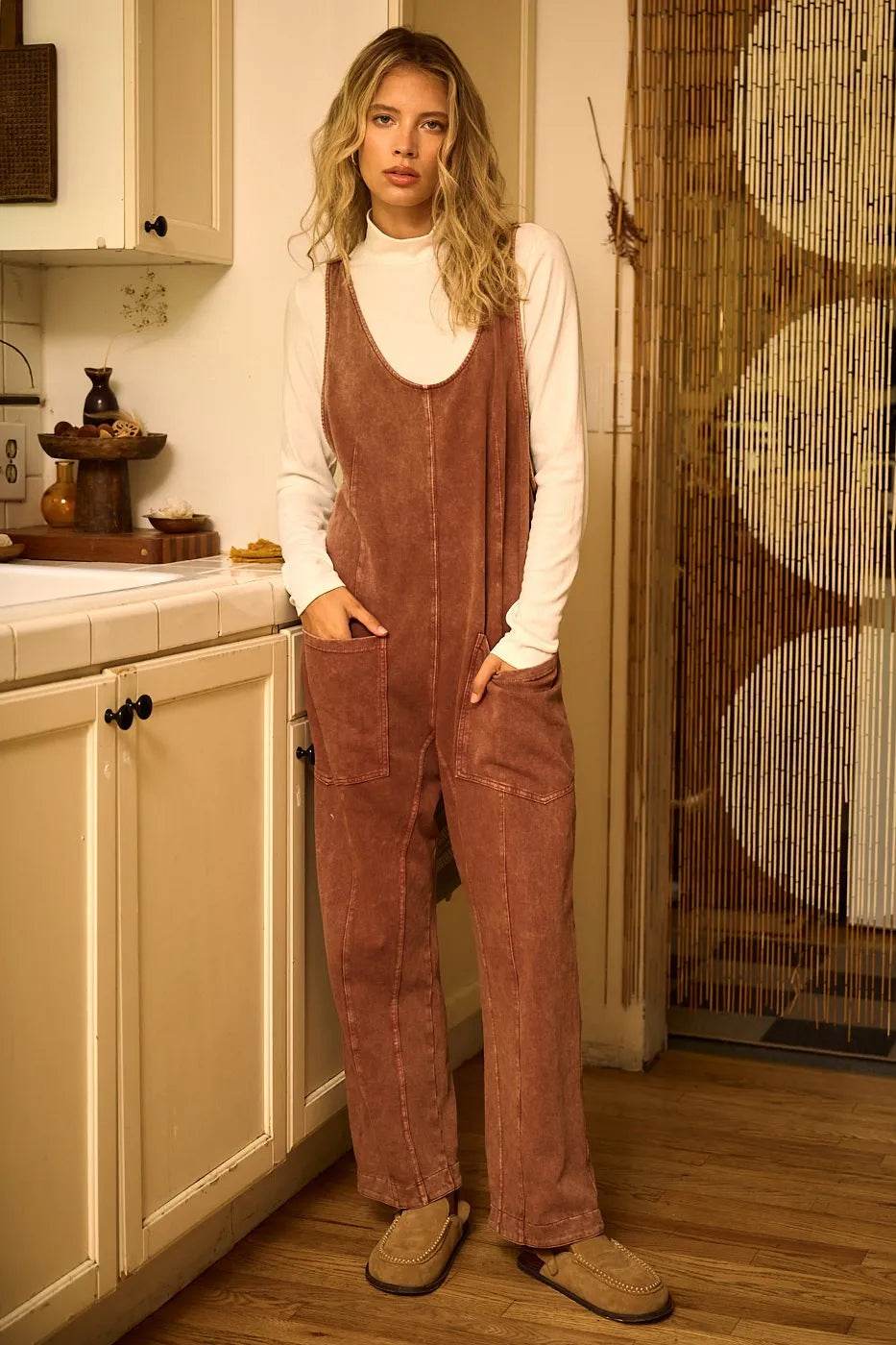 Mittoshop Mineral Wash Relaxed Fit Sleeveless Harem Jumpsuit - Shop Style & More | Fresh Looks, Everyday Deals & Free Shipping