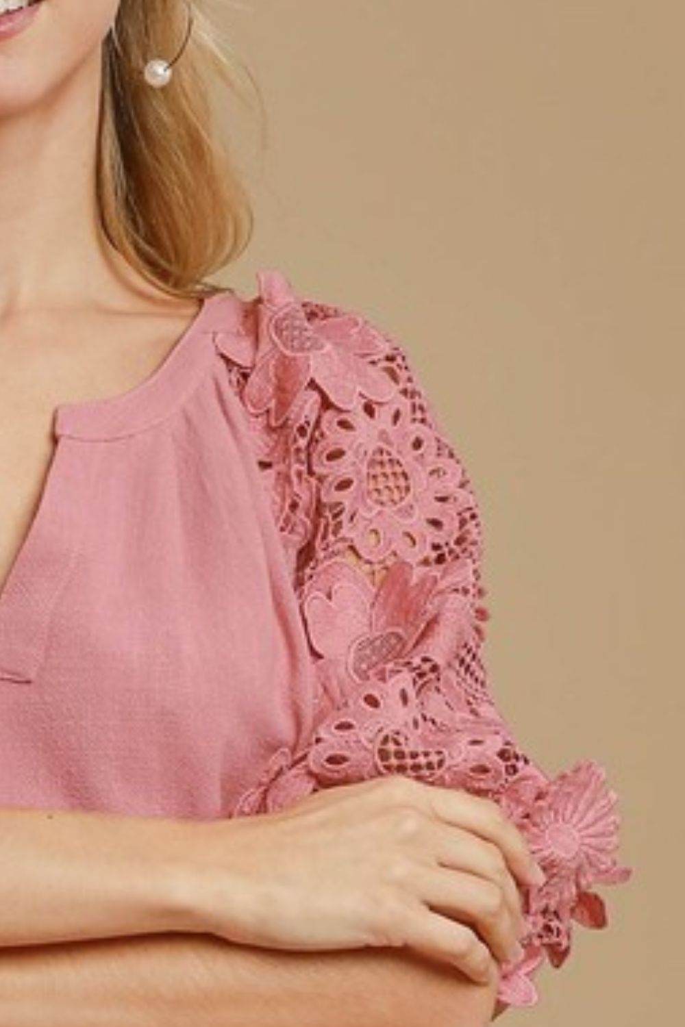 Umgee Full Size French Terry Boxy Cut Top with 3D Floral Sleeve Plus Size - Shop Style & More | Fresh Looks, Everyday Deals & Free Shipping