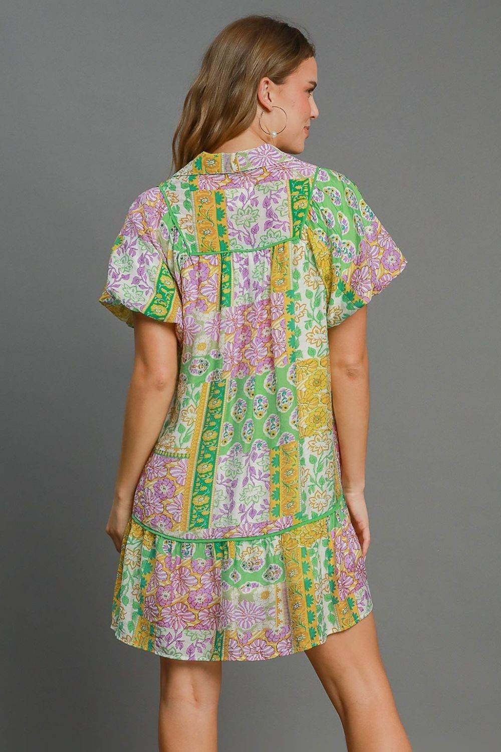 Umgee Full Size Smocked Floral Puff Sleeve Mini Dress Plus Size - Shop Style & More | Fresh Looks, Everyday Deals & Free Shipping