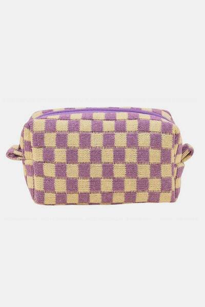 Zenana Checkered Pattern Knitted Cosmetic Pouch - Shop Style & More | Fresh Looks, Everyday Deals & Free Shipping