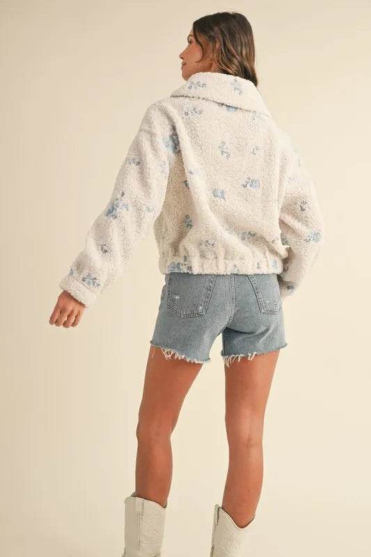 MABLE Floral Embroidered Fleece Teddy Jacket - Shop Style & More | Fresh Looks, Everyday Deals & Free Shipping