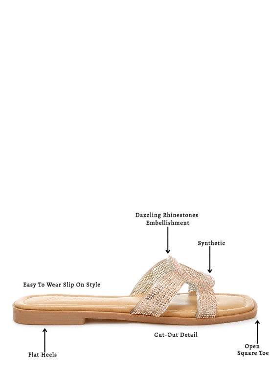 Minople Rhinestones Embellished Flat Sandals - Shop Style & More | Fresh Looks, Everyday Deals & Free Shipping