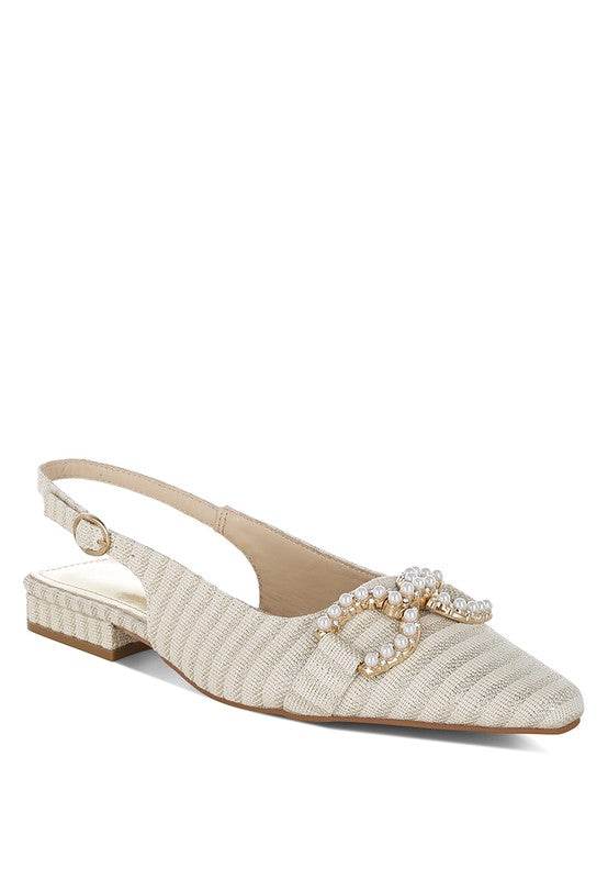 Crina Pearl-Detailed Horsebit Woven Flats - Shop Style & More | Fresh Looks, Everyday Deals & Free Shipping