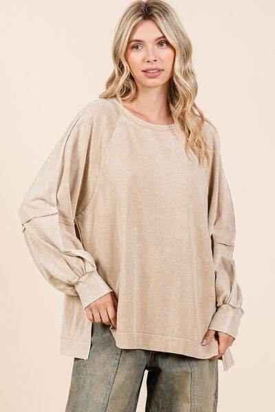 Mittoshop Mineral Wash Raglan Long Sleeve Oversized Top - Shop Style & More | Fresh Looks, Everyday Deals & Free Shipping