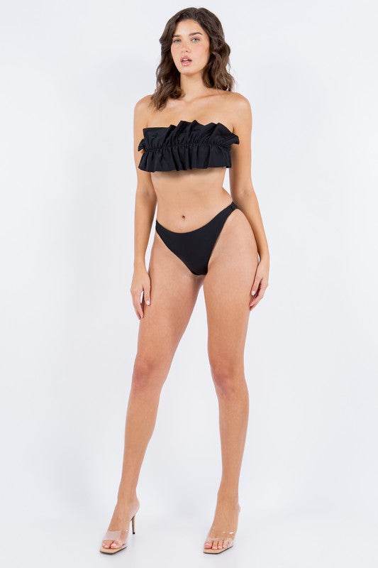 TWO PIECE TUBE TOP WITH RUCHED RUFFLE BIKINI - Shop Style & More | Fresh Looks, Everyday Deals & Free Shipping