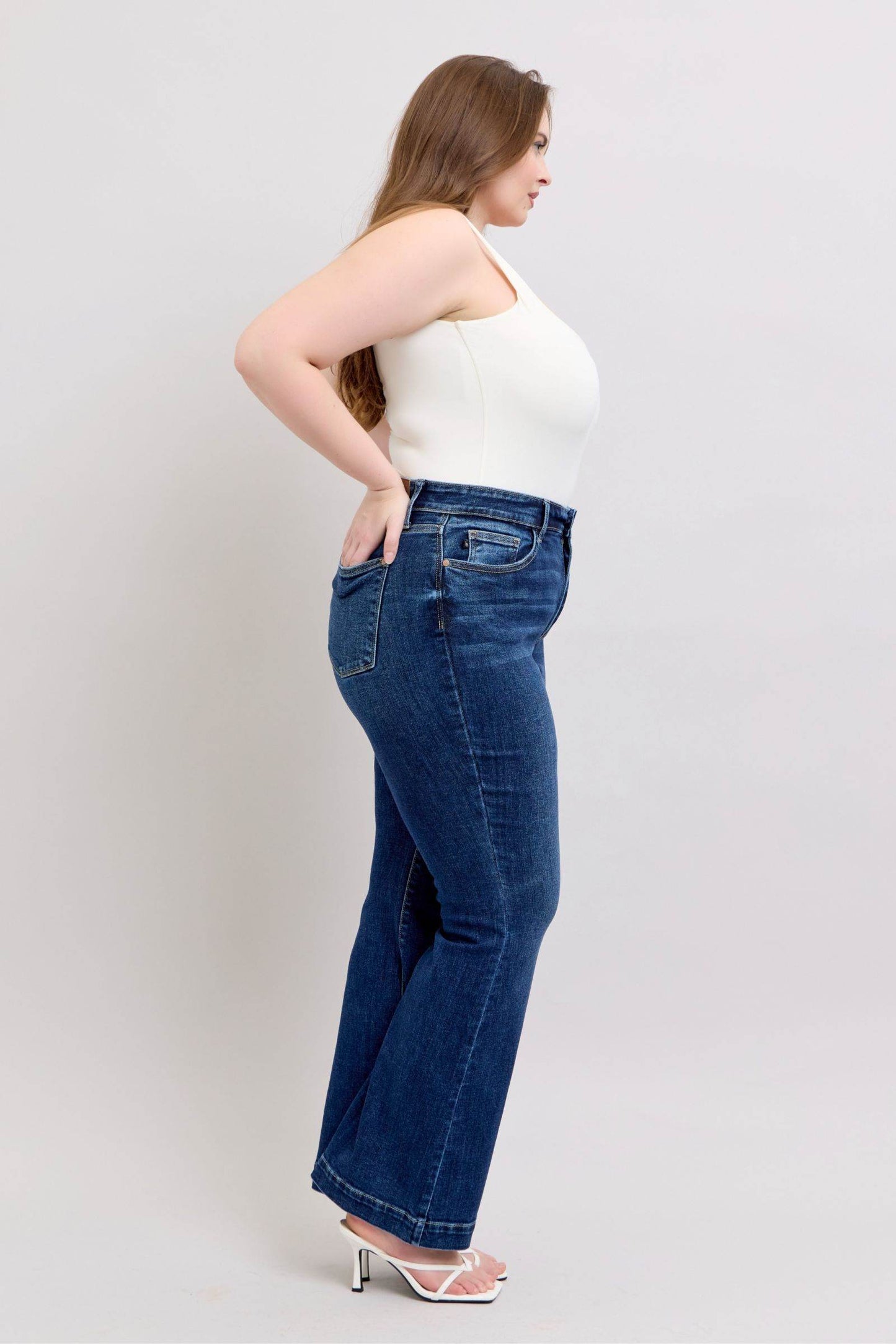 Judy Blue Full Size High Rise Flare Jeans with Pockets Plus Size - Shop Style & More | Fresh Looks, Everyday Deals & Free Shipping