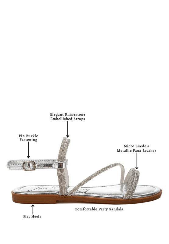 Bawley Rhinestone Strappy Flat Sandals - Shop Style & More | Fresh Looks, Everyday Deals & Free Shipping