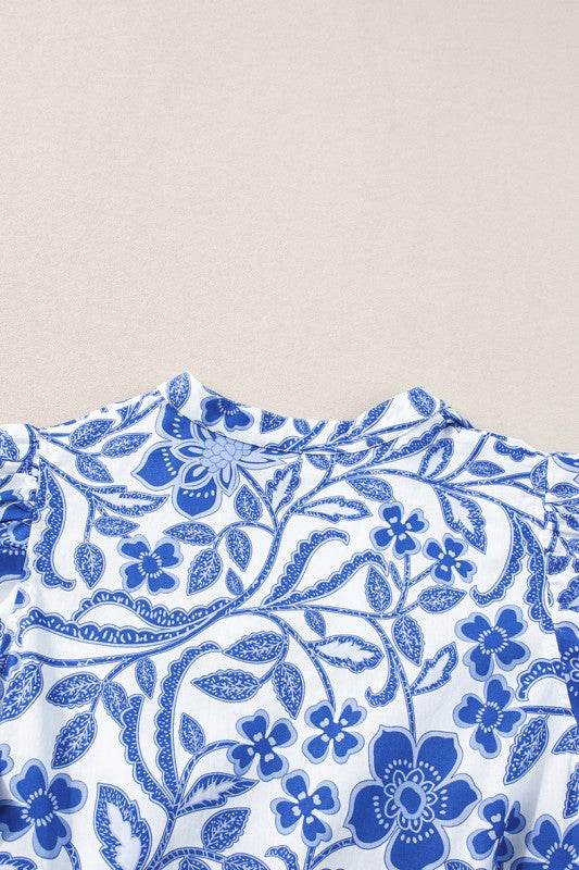 Blue Flower Print Puff Sleeve Tiered Dress - Shop Style & More | Fresh Looks, Everyday Deals & Free Shipping