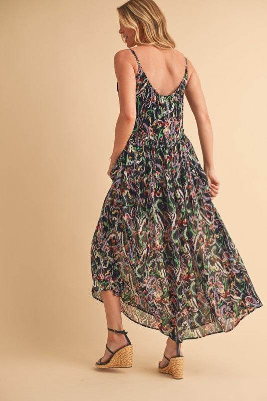 Aemi + Co Printed V-Neck Frill Tiered Cami Dress - Shop Style & More | Fresh Looks, Everyday Deals & Free Shipping