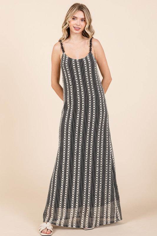 GeeGee Plus Size Striped Scoop Neck Beaded Strap Maxi Cami Dress - Shop Style & More | Fresh Looks, Everyday Deals & Free Shipping