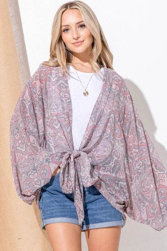 And The Why Sheer Front Tie Knot Oversized Kimono Wrap Cover Up - Shop Style & More | Fresh Looks, Everyday Deals & Free Shipping