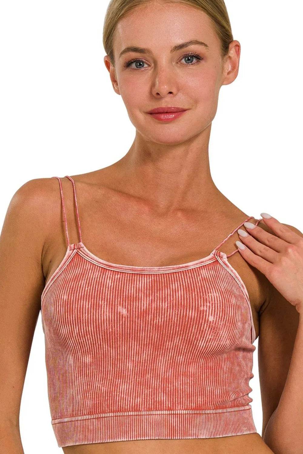 Zenana Washed Ribbed Seamless Double Strap Brami - Shop Style & More | Fresh Looks, Everyday Deals & Free Shipping