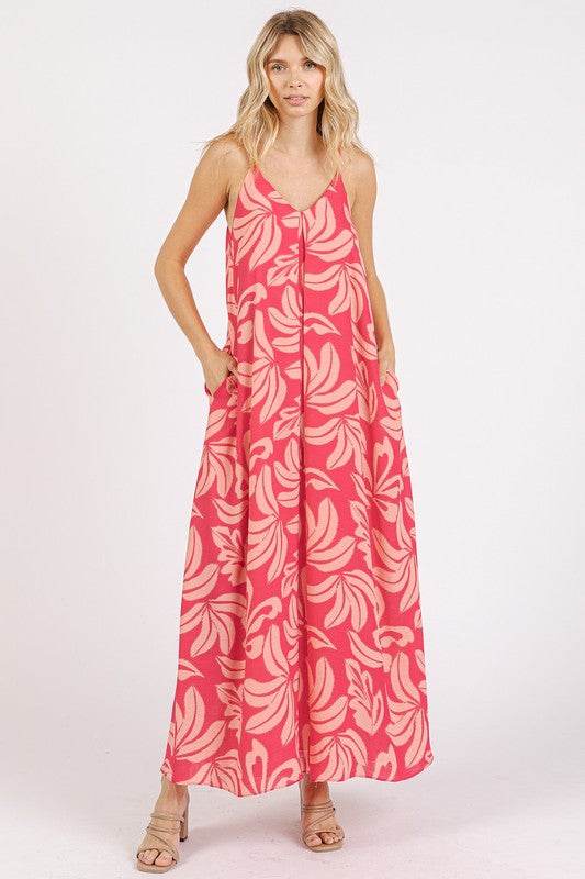 Mittoshop Printed V-Neck Maxi Cami Dress with Pockets - Shop Style & More | Fresh Looks, Everyday Deals & Free Shipping