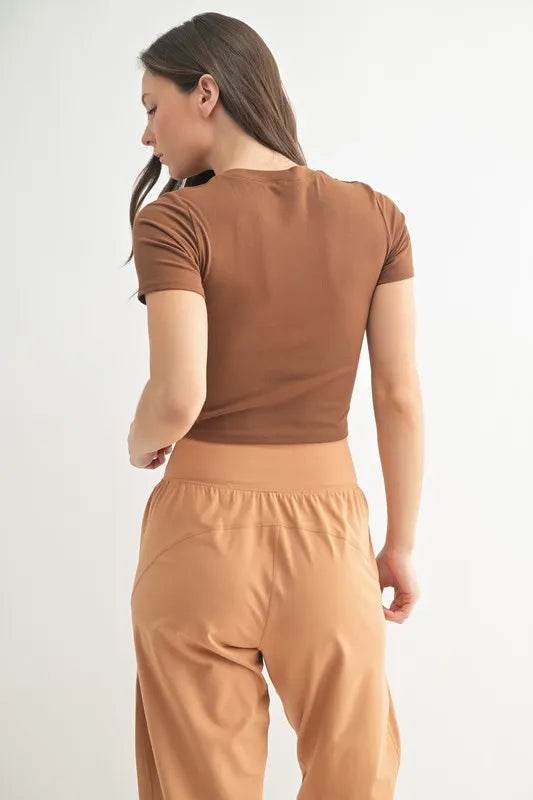 MONO B Essential Micro-ribbed Cropped Athleisure Tee - Shop Style & More | Fresh Looks, Everyday Deals & Free Shipping