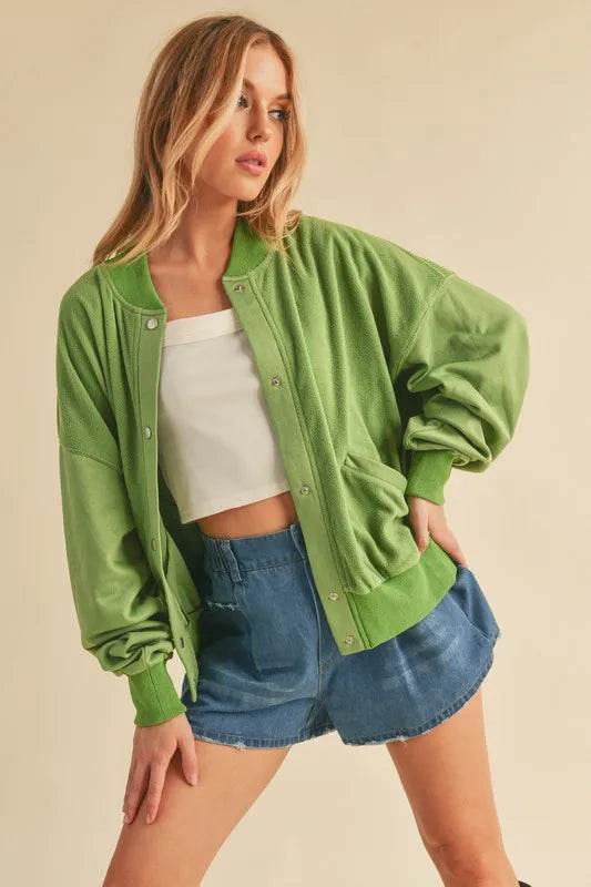 Aemi + Co Snap Down Drop Shoulder Brushed Jacket - Shop Style & More | Fresh Looks, Everyday Deals & Free Shipping