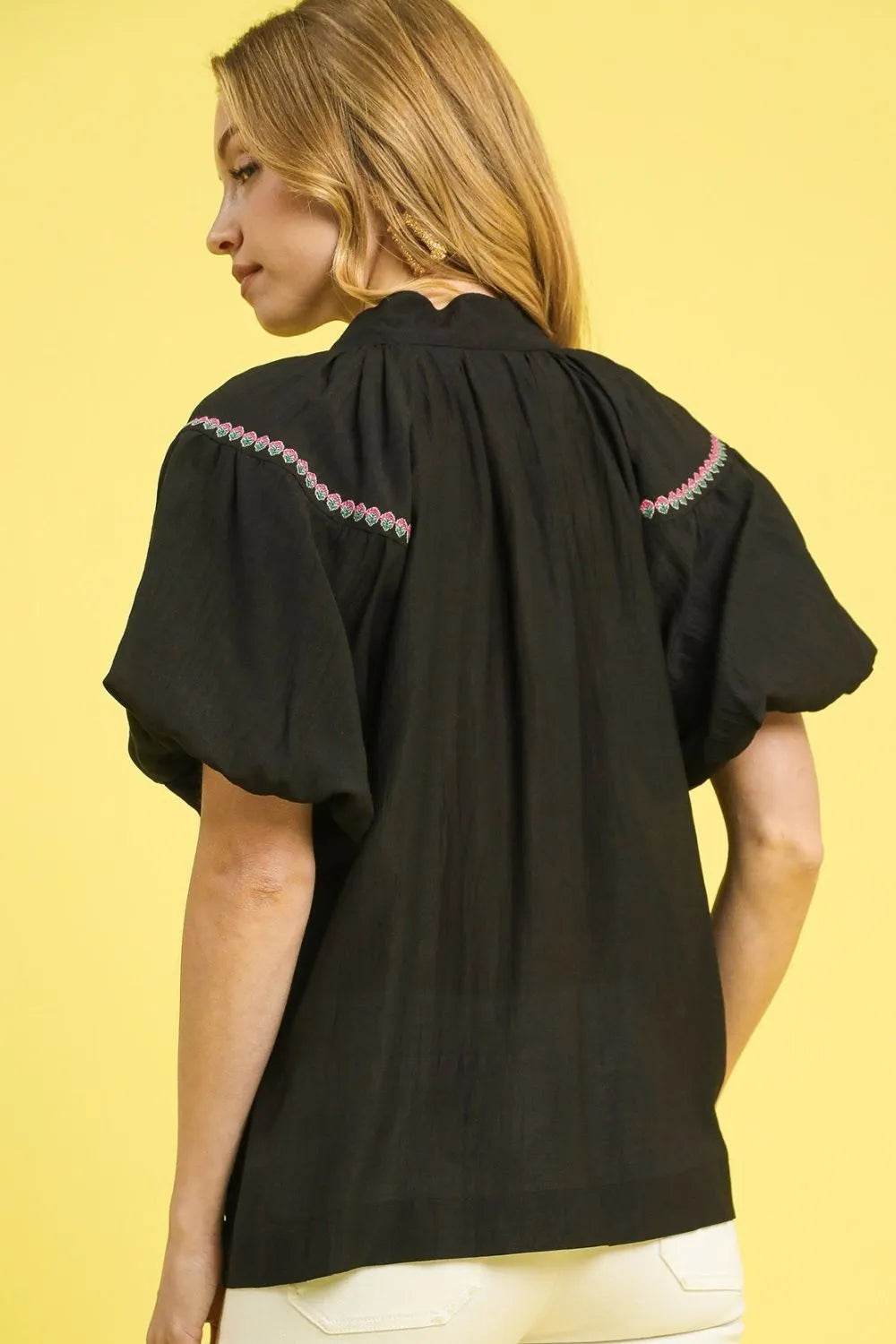 Umgee Floral Embroidered Puff Sleeve Blouse - Shop Style & More | Fresh Looks, Everyday Deals & Free Shipping