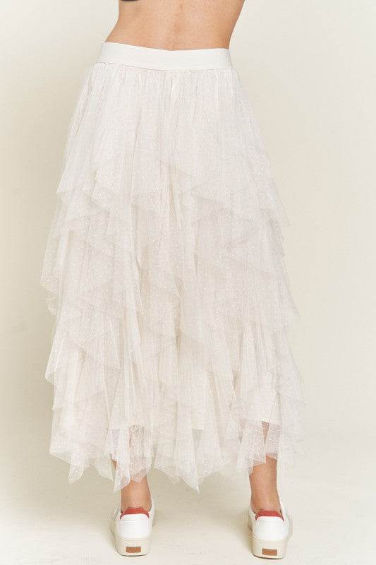 LAYERED POLKA DOT MESH LINED A-LINE MIDI SKIRT - Shop Style & More | Fresh Looks, Everyday Deals & Free Shipping