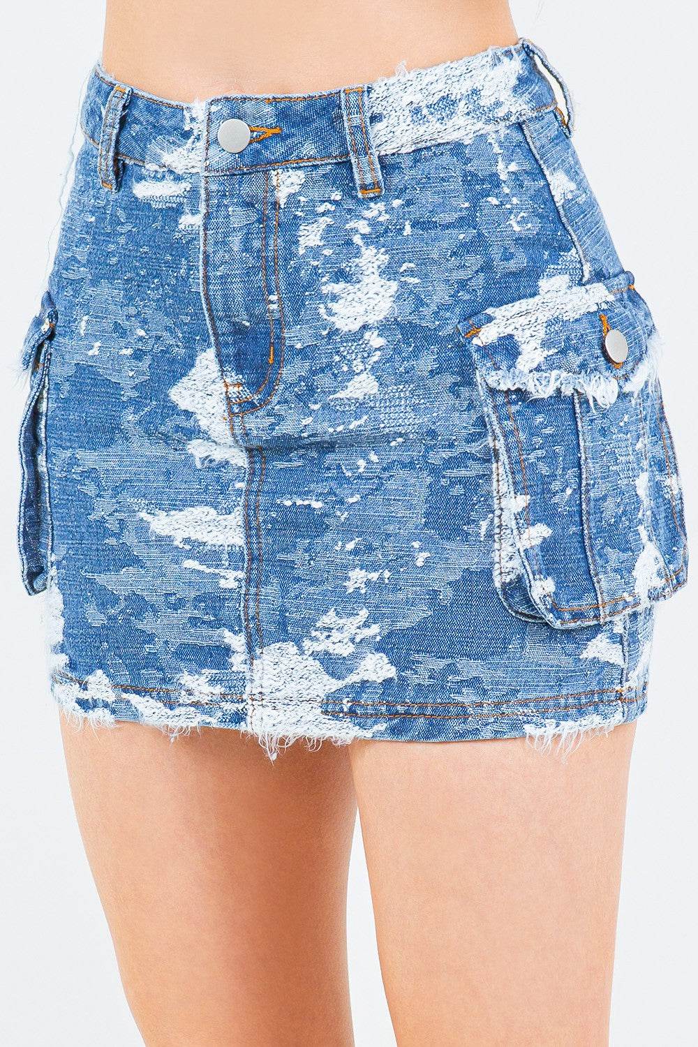 American Bazi Jacquard Trim Cargo Mini Denim Skirt - Shop Style & More | Fresh Looks, Everyday Deals & Free Shipping