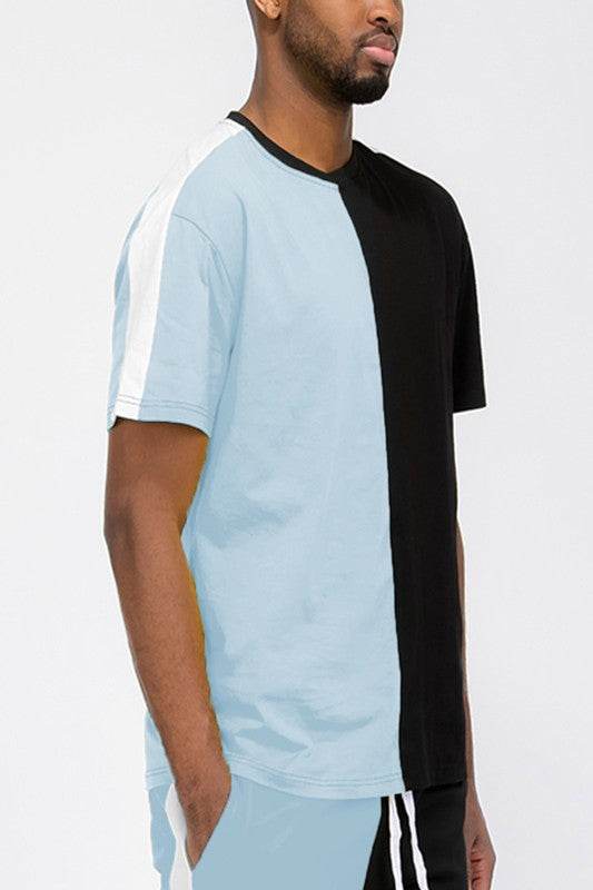 TWO TONE COLOR BLOCK SHORT SLEEVE TSHIRT - Shop Style & More | Fresh Looks, Everyday Deals & Free Shipping