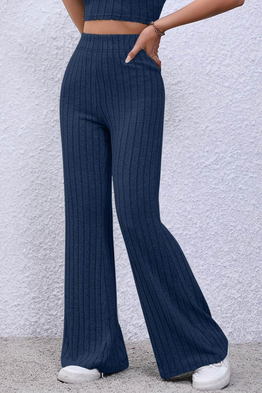Basic Bae Full Size Ribbed High Waist Flare Pants - Shop Style & More | Fresh Looks, Everyday Deals & Free Shipping