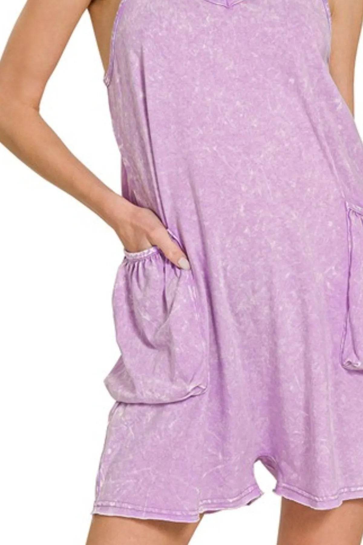 Zenana Acid Crinkle Washed Spaghetti Strap Romper - Shop Style & More | Fresh Looks, Everyday Deals & Free Shipping