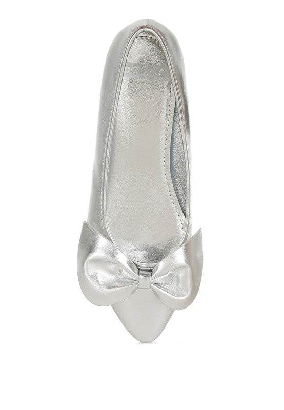 Bromelia Metallic Pleather Bow Ballerinas - Shop Style & More | Fresh Looks, Everyday Deals & Free Shipping