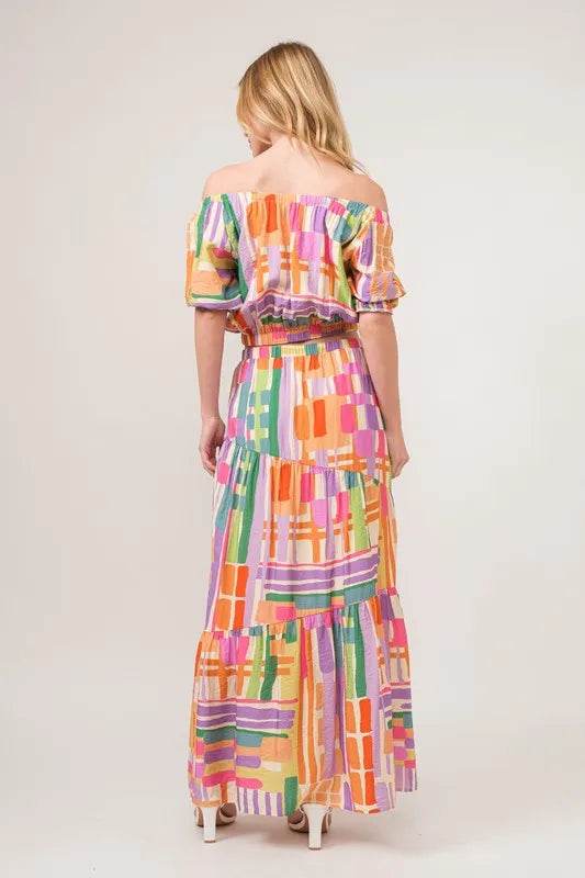 And The Why Asymmetric Geo Printed Tiered Maxi Skirt - Shop Style & More | Fresh Looks, Everyday Deals & Free Shipping
