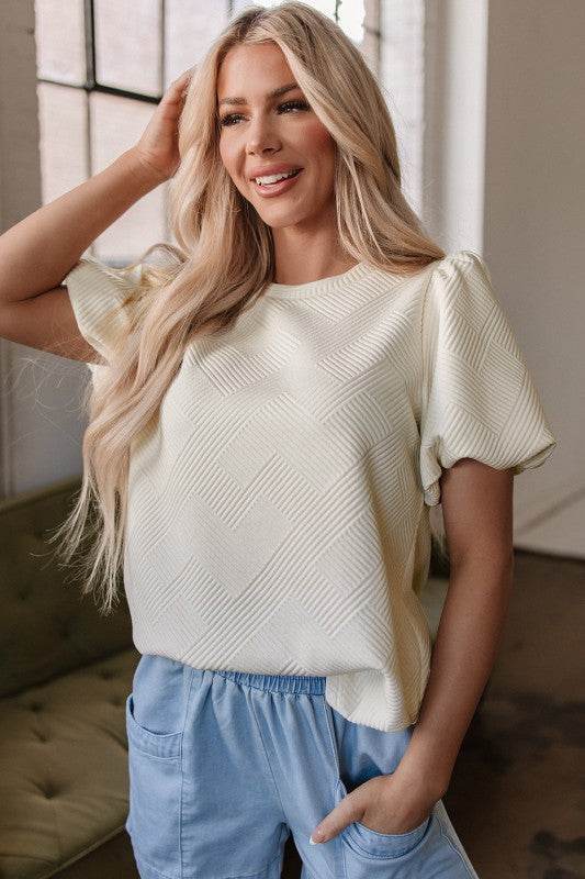 Aliya Textured Puff Sleeve Top - Shop Style & More | Fresh Looks, Everyday Deals & Free Shipping