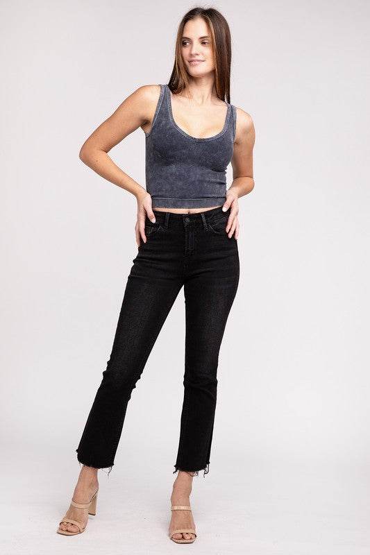 2 Way Neckline Washed Ribbed Cropped Tank Top - Shop Style & More | Fresh Looks, Everyday Deals & Free Shipping