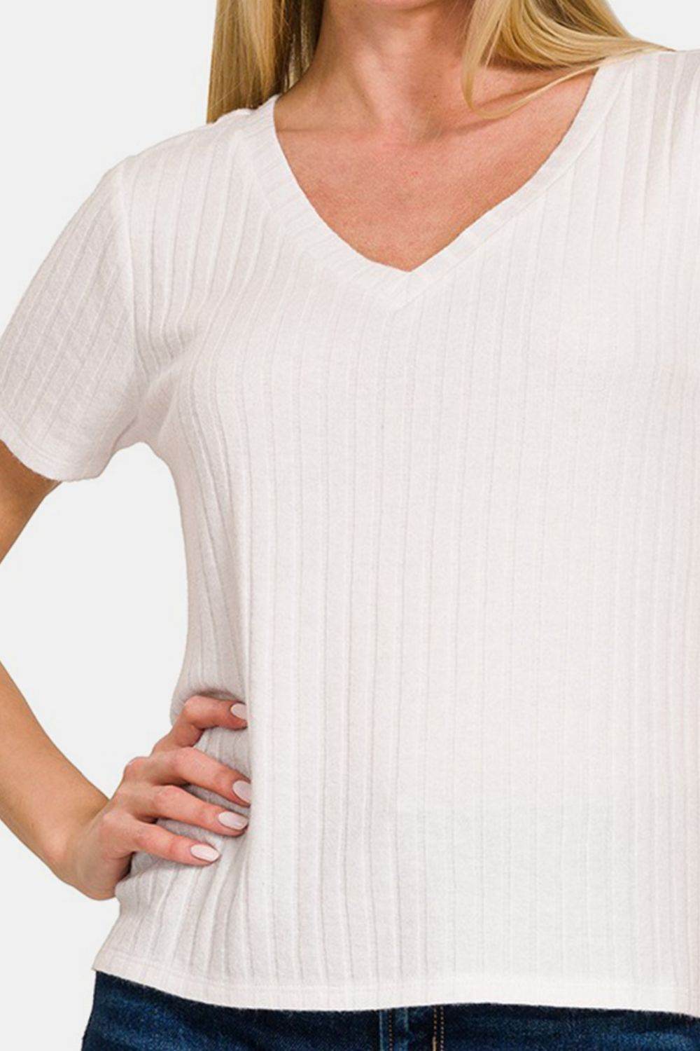 Zenana Ribbed Short Sleeve T-Shirt - Shop Style & More | Fresh Looks, Everyday Deals & Free Shipping