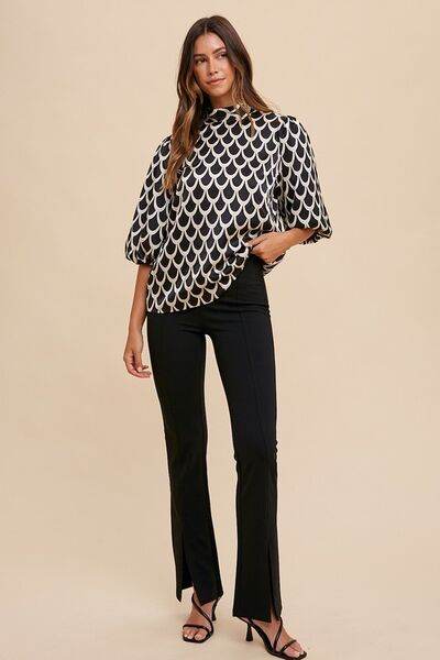 Annie Wear Tie Back Abstract Print Mock Neck Half Sleeve Blouse - Shop Style & More | Fresh Looks, Everyday Deals & Free Shipping
