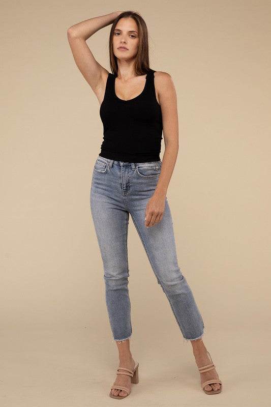 Ribbed Bra Padded V-Neck Tank Top - Shop Style & More | Fresh Looks, Everyday Deals & Free Shipping