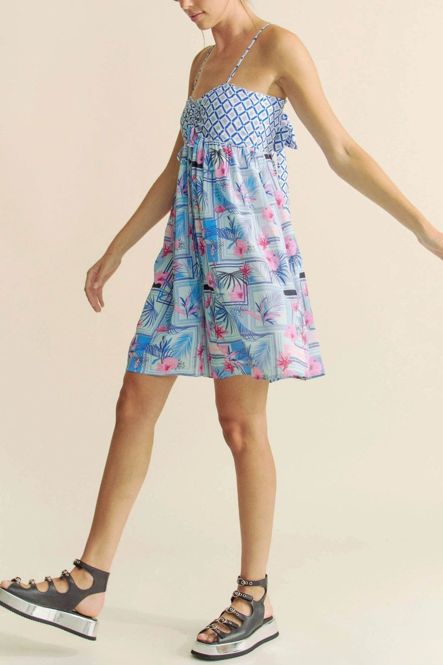 Davi & Dani Tropical Floral Geo Print Tie Back Tube Top Romper - Shop Style & More | Fresh Looks, Everyday Deals & Free Shipping