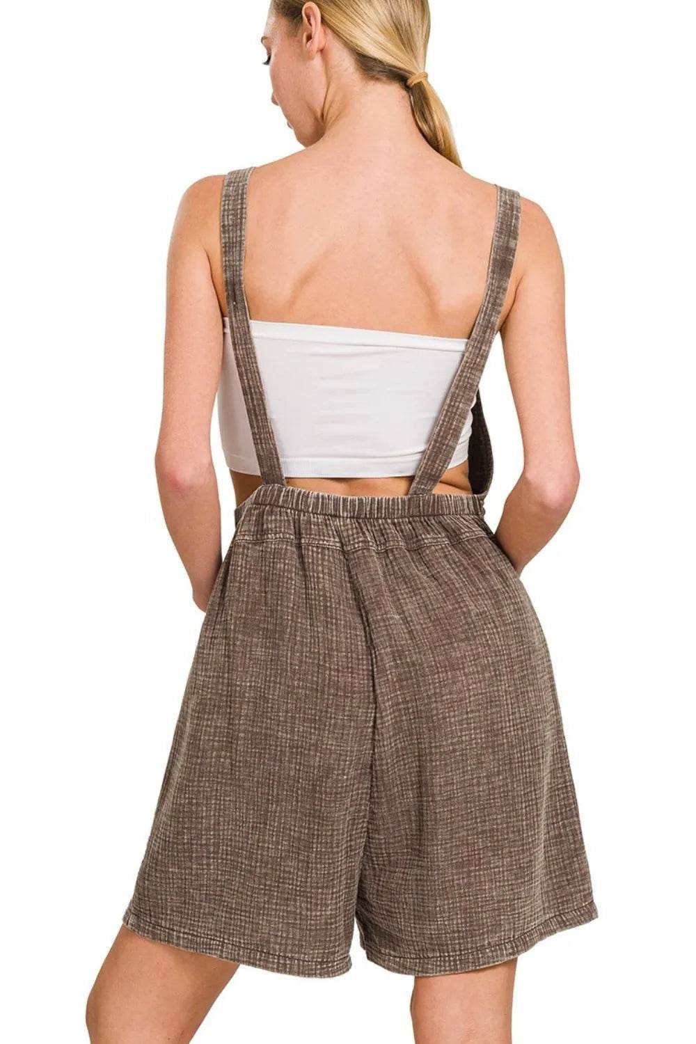Zenana Woven Double Gauze Acid Washed Romper - Shop Style & More | Fresh Looks, Everyday Deals & Free Shipping
