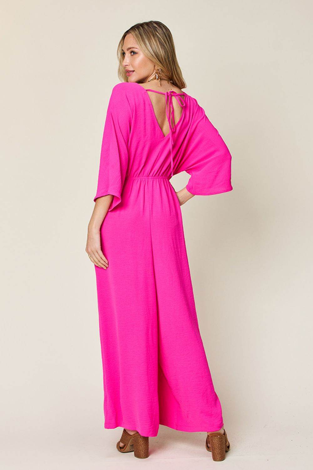Double Take Full Size Surplice Wide Leg Jumpsuit with Pockets - Shop Style & More | Fresh Looks, Everyday Deals & Free Shipping